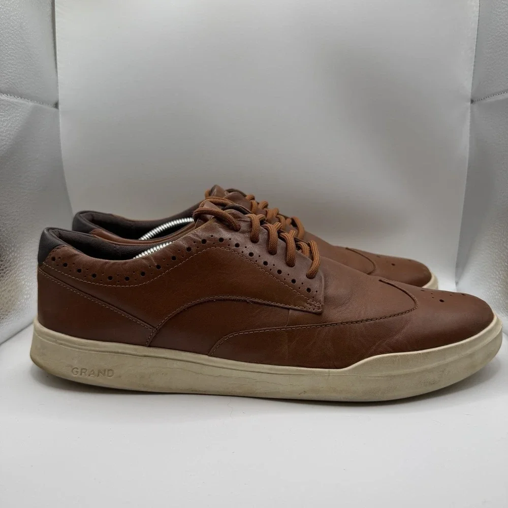 Cole Haan Grand Crosscourt Wingtip Sneakers C35974 Shoes Tan Mens Size 12 M